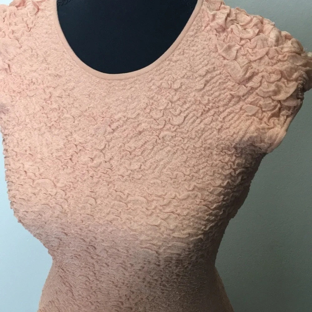 Alexander McQueen blush peach textural pucker knit flounced dress size s… - Picture 3 of 12